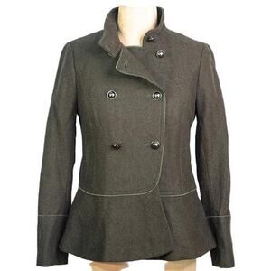 Olive Wool Blend Peplum Jacket